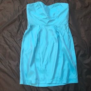 Lu Lu Lame (Anthropologie) strapless teal dress L